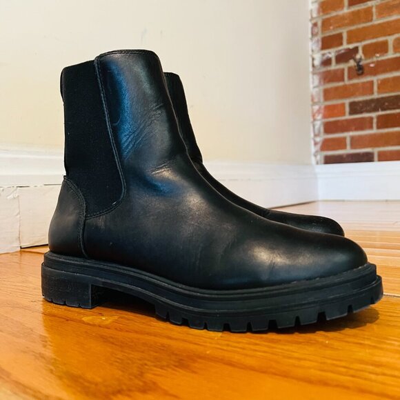 Madewell 8 The Camryn Chelsea Boots Black Heeled Leather Pull On Lightweight - Picture 13 of 16